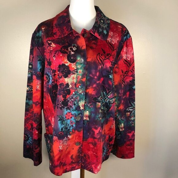 Chico's Jackets & Blazers - Additions by Chico's Long Sleeve Vibrant Multicolor Blazer Jacket Size 3 (US XL)